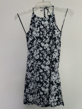 Black & White Floral Halter Top